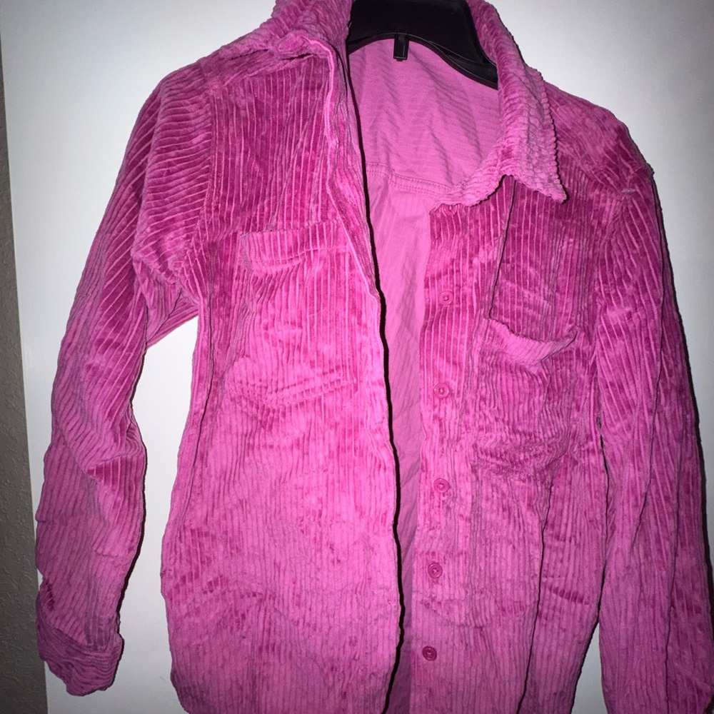 Velvet Heart Fuchsia Corduroy Shacket  boutique